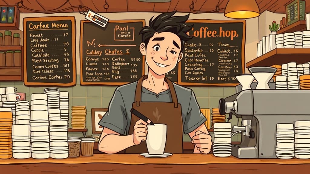 Barry Starr behind the coffee counter